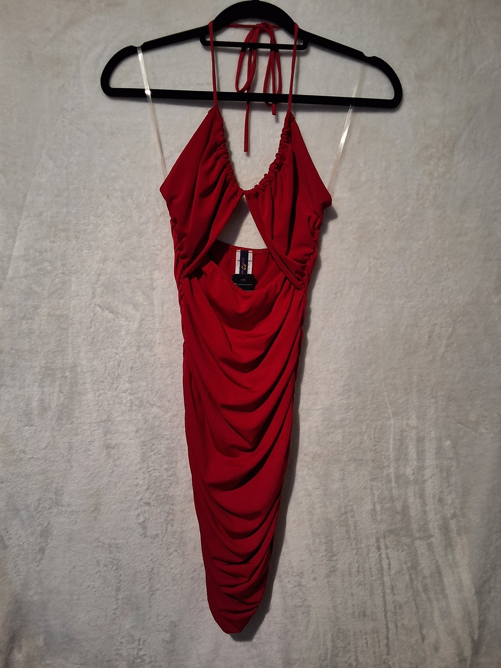 Red Mini Halter Ruched Dress